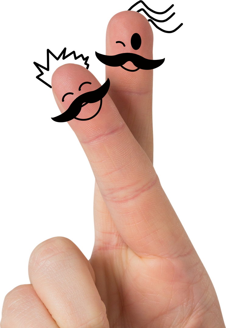 Joyful Facial Expressions on Fingertips with Moustaches Transparent - Download Free Stock Images Pikwizard.com