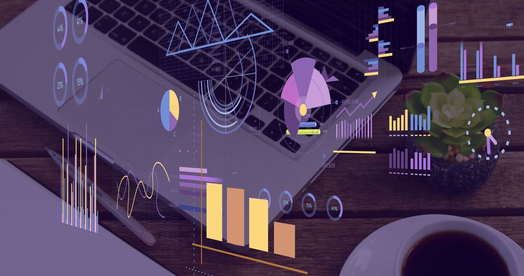 Digital Financial Data Visualization on Office Desk