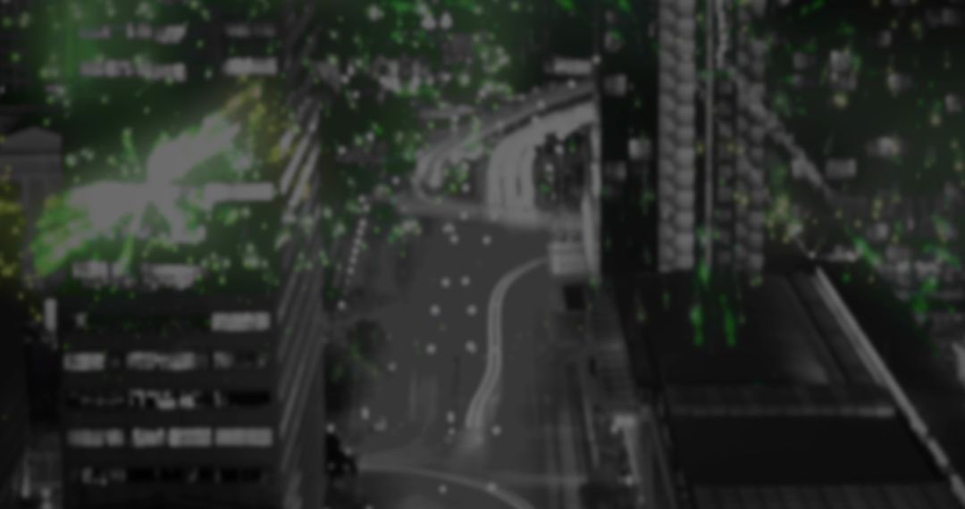 Dynamic Nighttime Cityscape with Light Trails Near Intersection