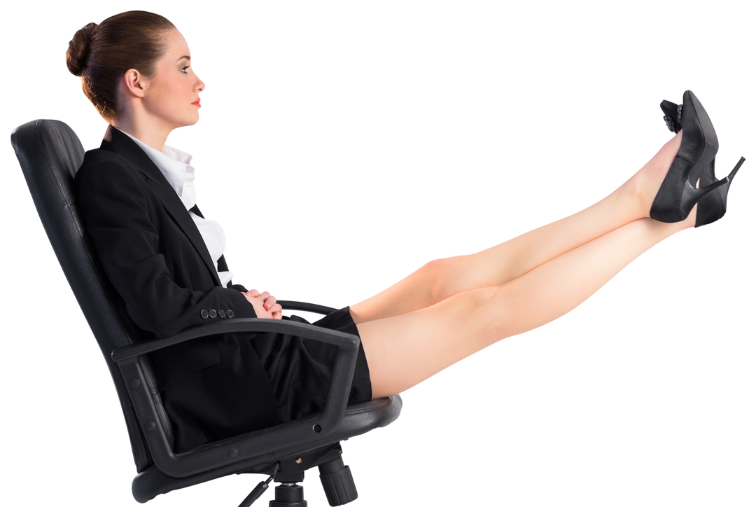 Transparent background businesswoman sitting on chair with legs stretched out - Download Free Stock Images Pikwizard.com