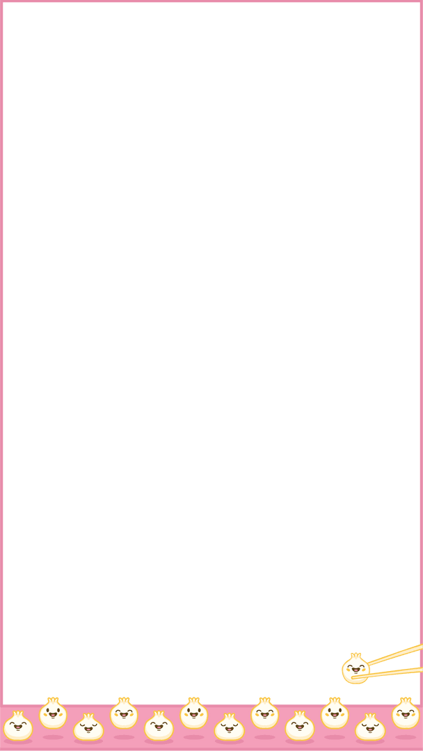 Playful Dumpling Frame with Emotive Icons and Copy Space on Transparent Background