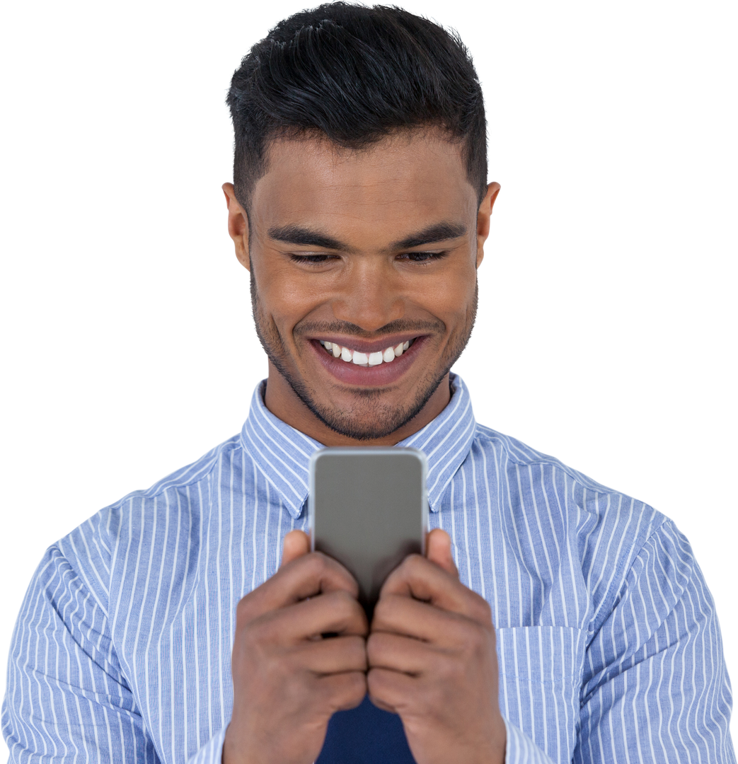 Transparent Happy Businessman Using Mobile Phone - Download Free Stock Images Pikwizard.com