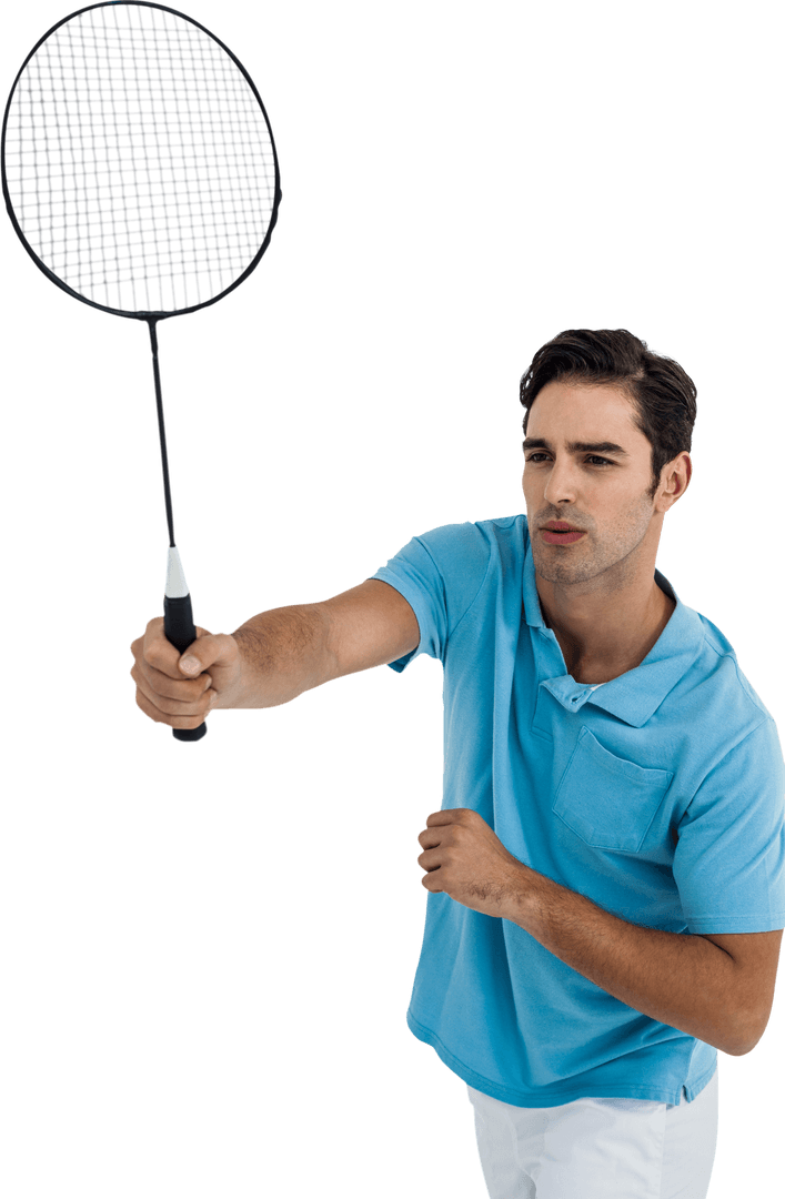 Transparent Athlete Playing Badminton in Motion