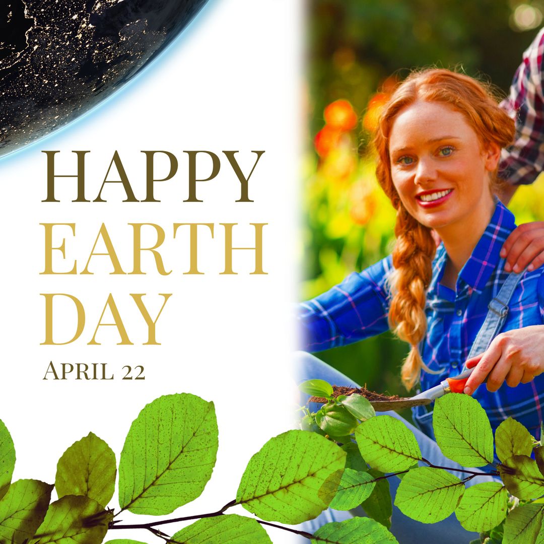 Celebrating Earth Day with Smiling Couple in Lush Garden