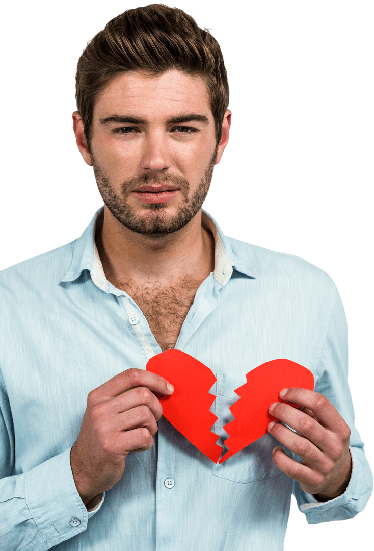 Sad Man Holding Broken Heart Transparent Background