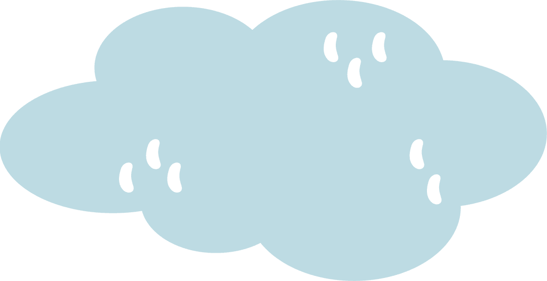 Flat Light Blue Cloud Icon on Transparent Background