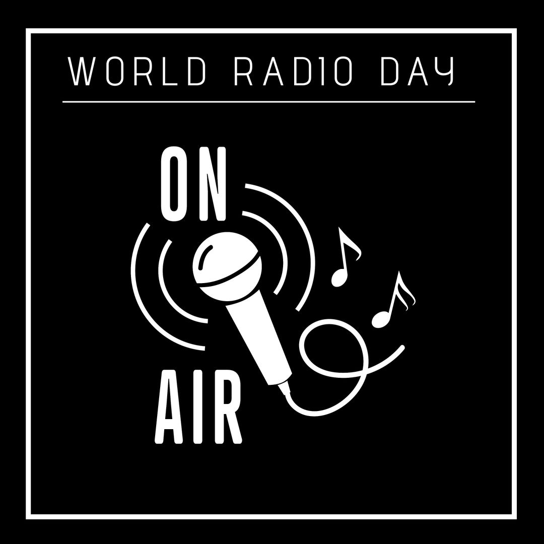 World Radio Day Celebration Black and White Design - Download Free Stock Templates Pikwizard.com