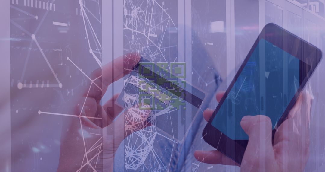 Smartphone QR Code Scanning in Futuristic Data Center