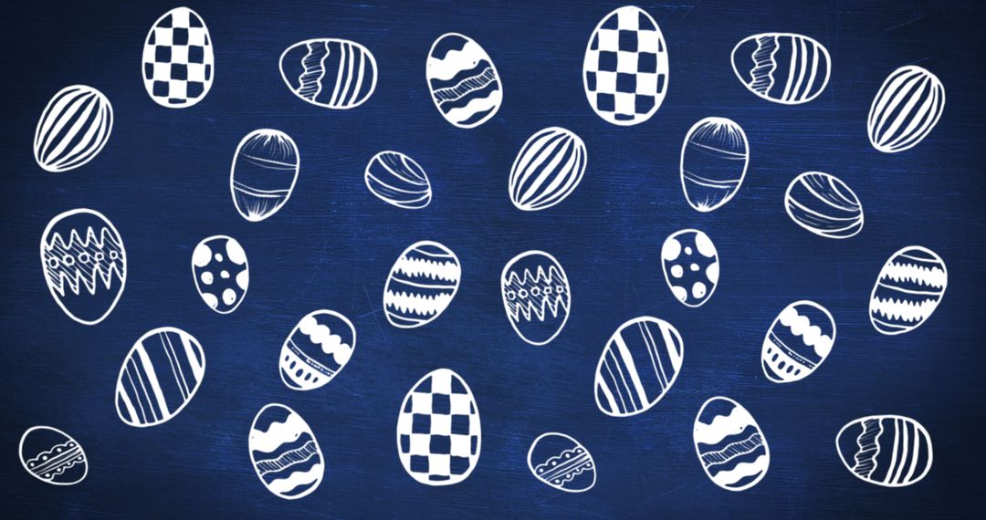 Patterned Hand-Drawn White Easter Eggs on Dark Blue Background - Free Images, Stock Photos and Pictures on Pikwizard.com