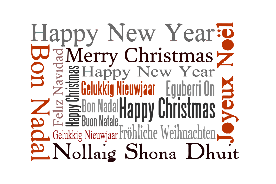 Christmas and New Year Greetings on Transparent Background