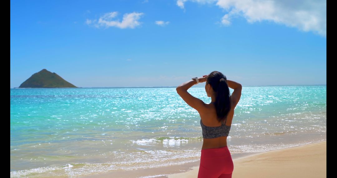 Woman Enjoying Scenic Tropical Beach View - Free Images, Stock Photos and Pictures on Pikwizard.com