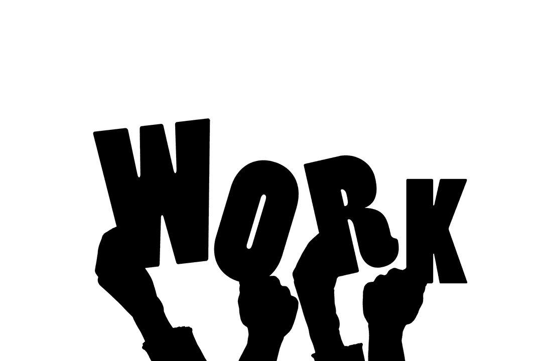 Hands Holding Work Text on Transparent Background