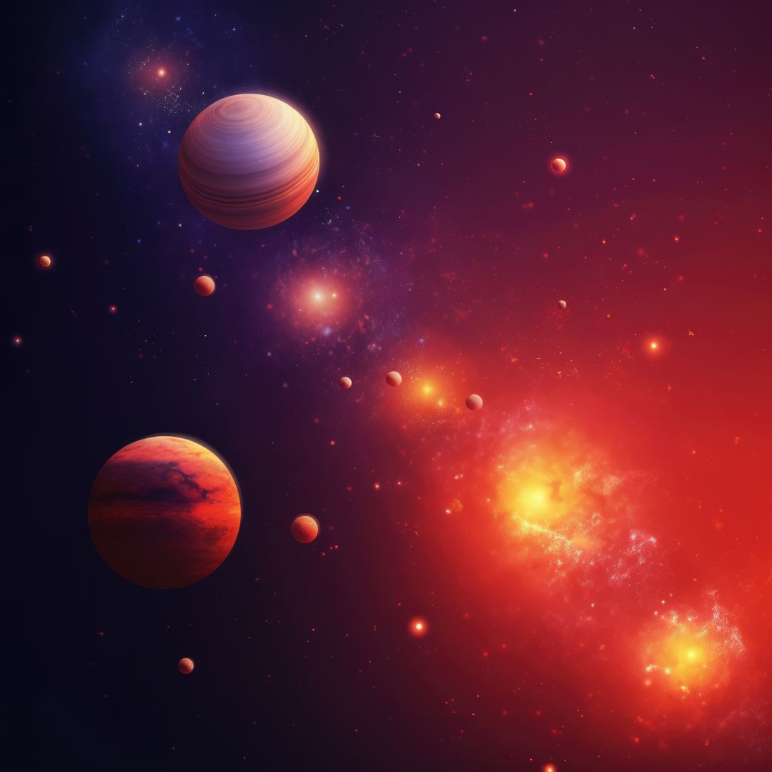 Solar system with planets and stars on night sky, created using generative ai technology - Free Images, Stock Photos and Pictures on Pikwizard.com