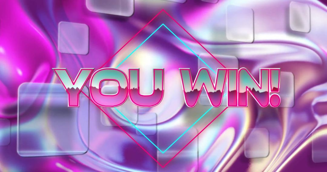 Colorful You Win Text on Vibrant Digital Background