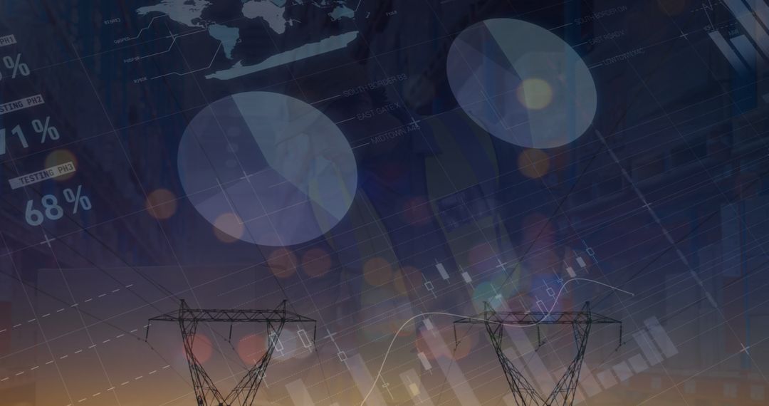 Abstract Financial Analysis with Overlapping Graphs and Power Lines - Free Images, Stock Photos and Pictures on Pikwizard.com