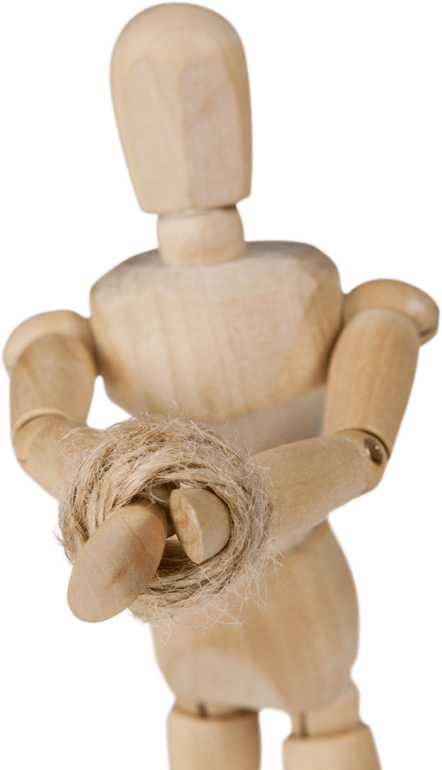 Transparent Wooden Figurine with Tied Hands