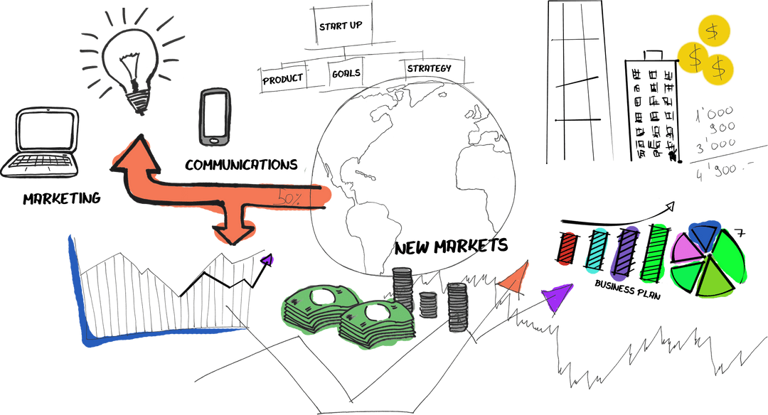 Transparent Financial Symbol Illustration with Multicolored Graphics