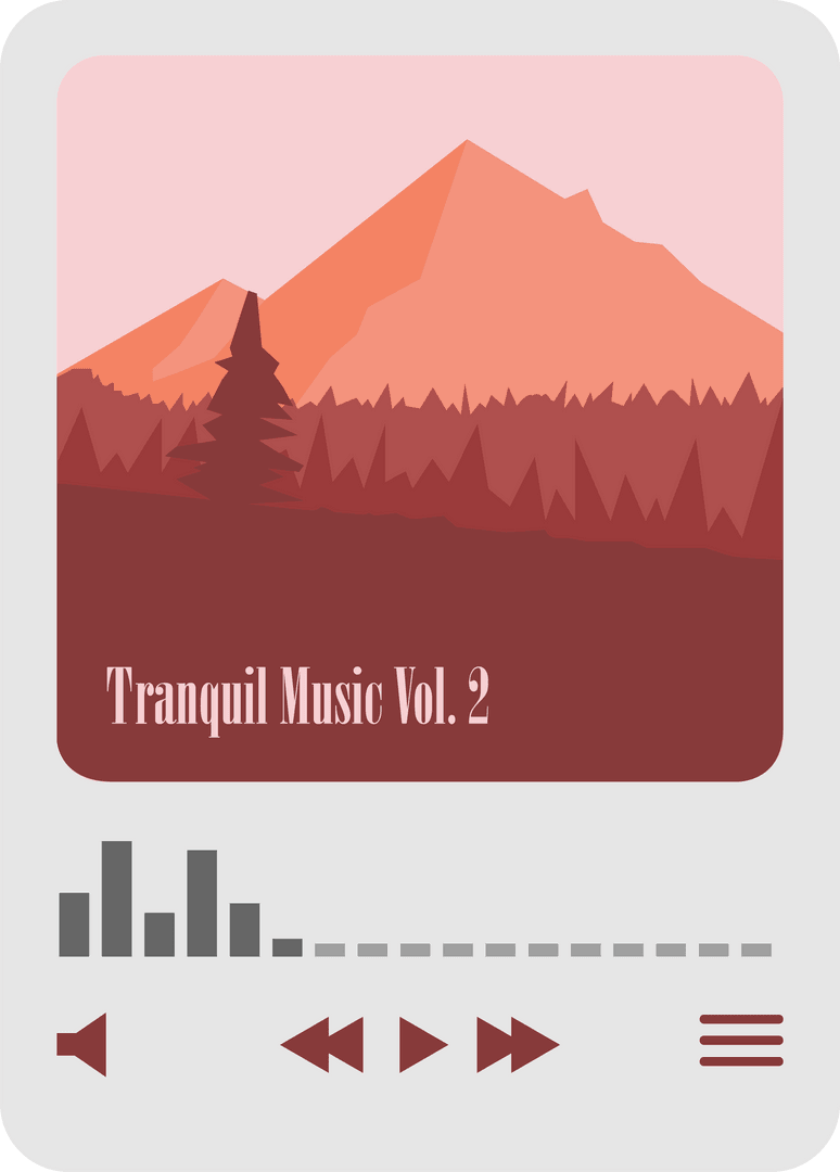 Tranquil Mountain Art for Music Interface with Transparent Background