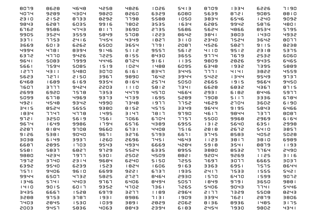 Rows of Black Numbers on Transparent Background