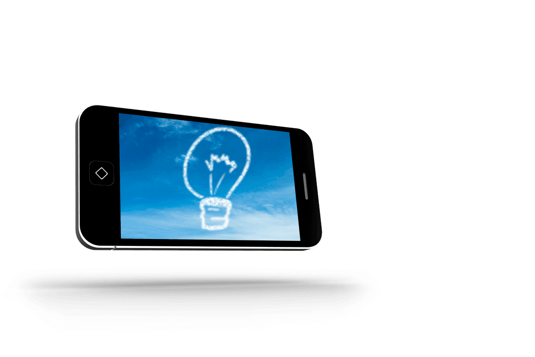 Transparent Smartphone with Cloud Light Bulb Illustration in Sky