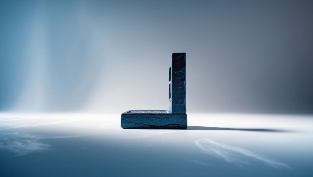 Abstract Metallic L-shaped Bracket on Minimalistic Surface