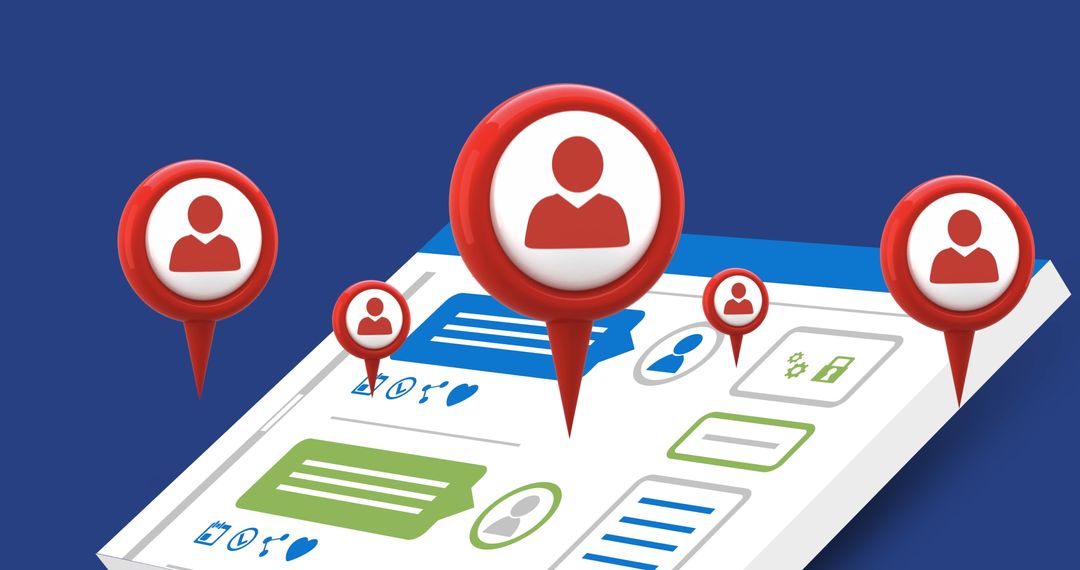 Profile Location Pins on Social Media Interface Screen Visual