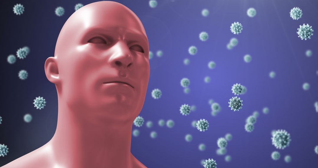 Digital Human Model with Floating Virus Particles