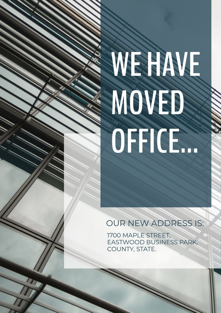 Modern Office Relocation Announcement with New Address - Download Free Stock Templates Pikwizard.com