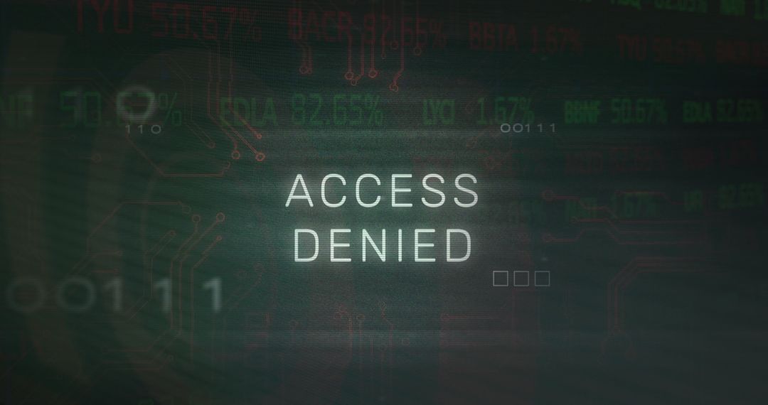 Access Denied Warning Security Interface with Trading Background