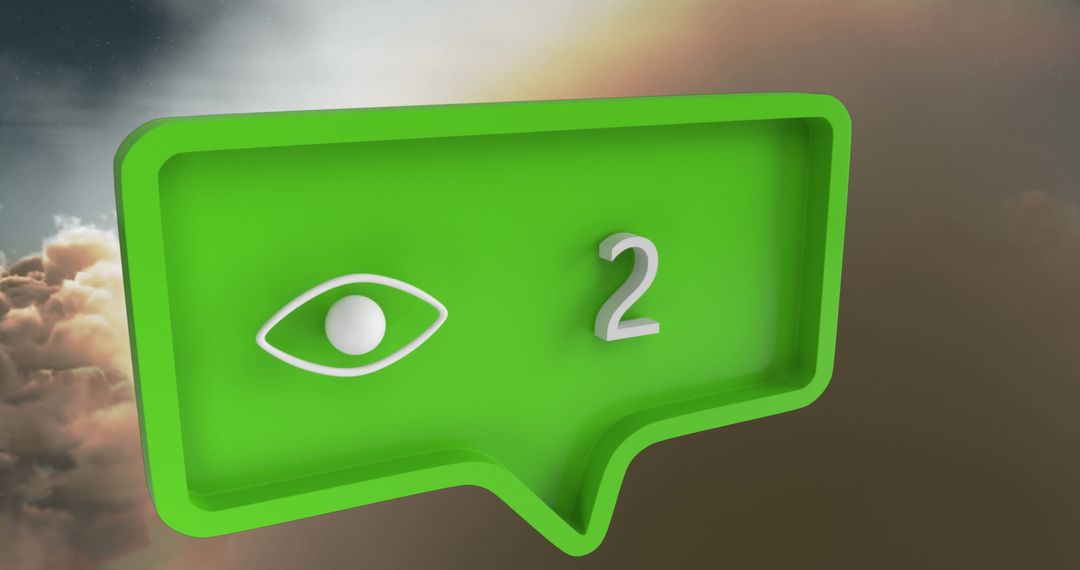 Eye Icon and Speech Bubble in Abstract Sky Concept