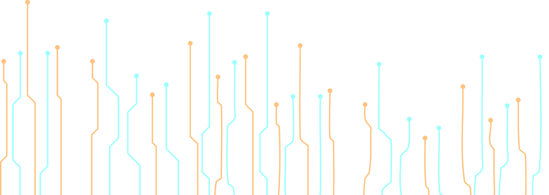 Abstract Transparent Circuit Motif with Orange and Teal Nodes