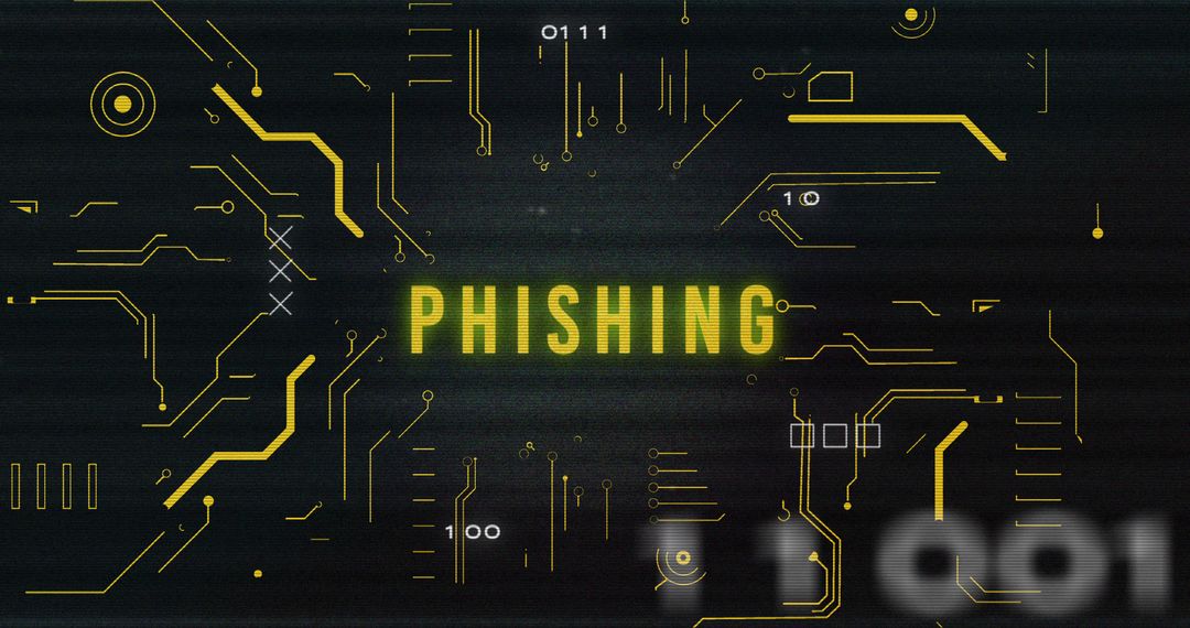 Digital Circuitry Background with Phishing Warning