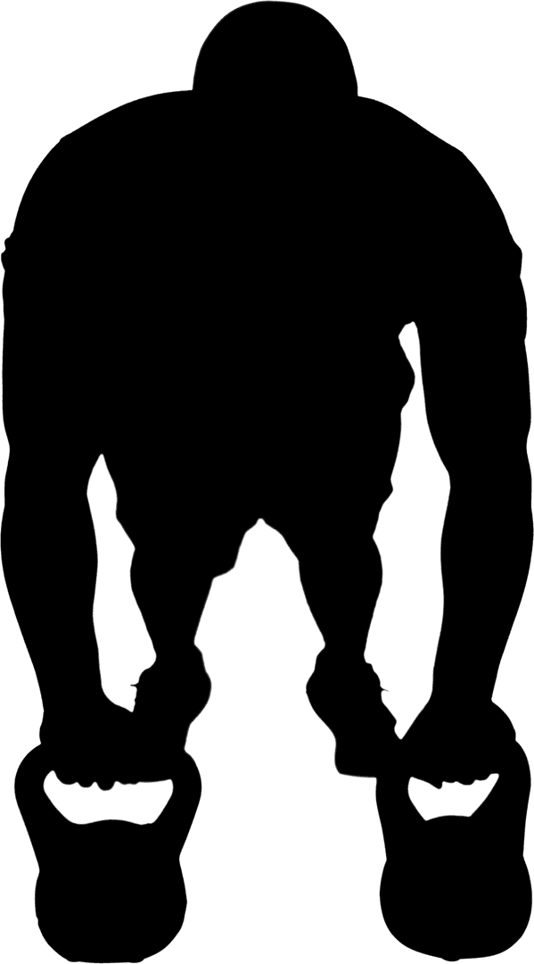 Silhouette of Athlete Lifting Kettlebells on Transparent Background