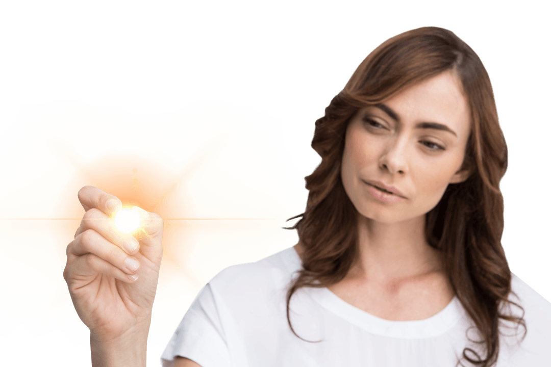 Businesswoman Using Futuristic Virtual Interface on Transparent Background