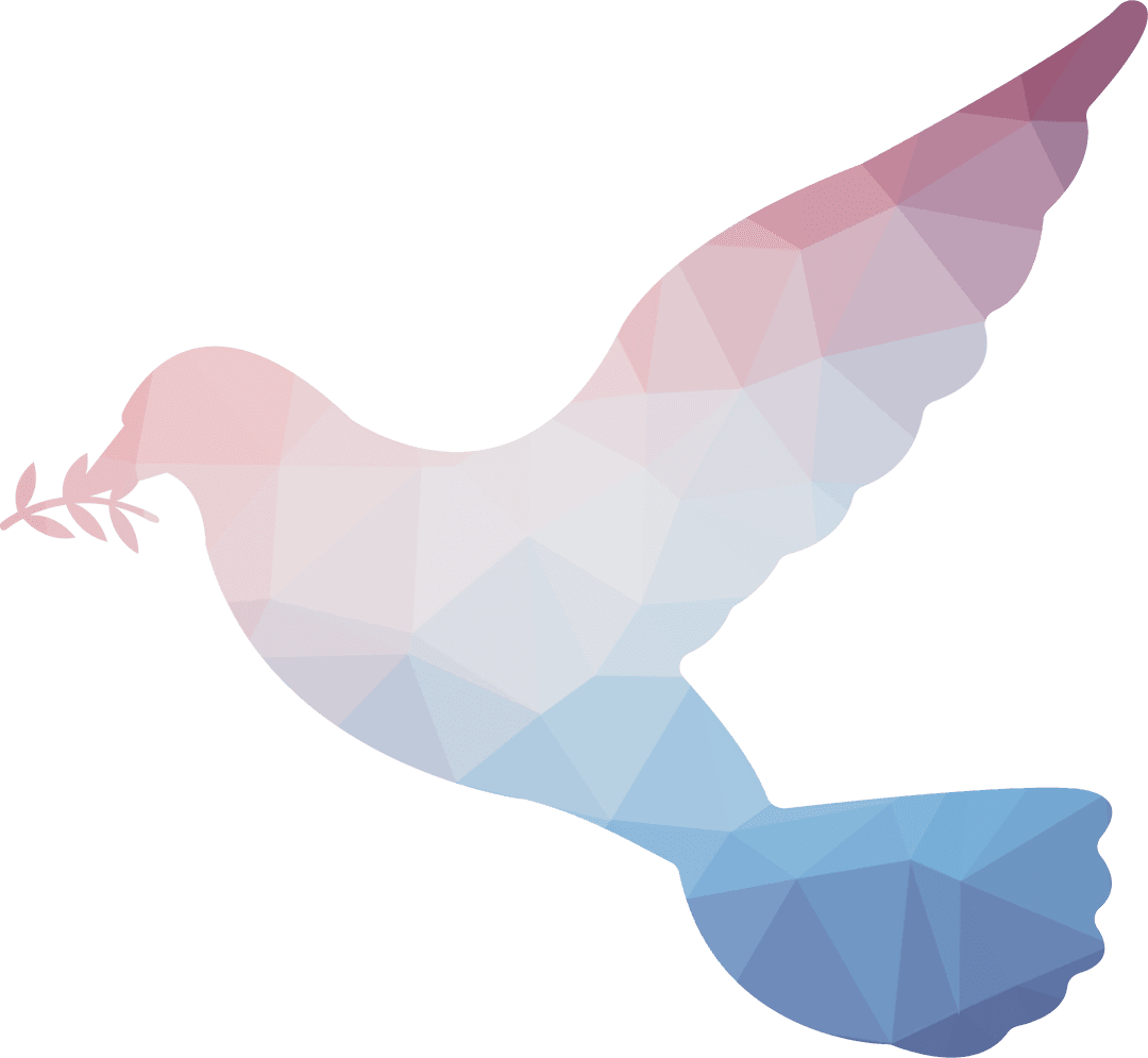 Abstract Transparent Geometric Colorful Dove with Olive Branch
