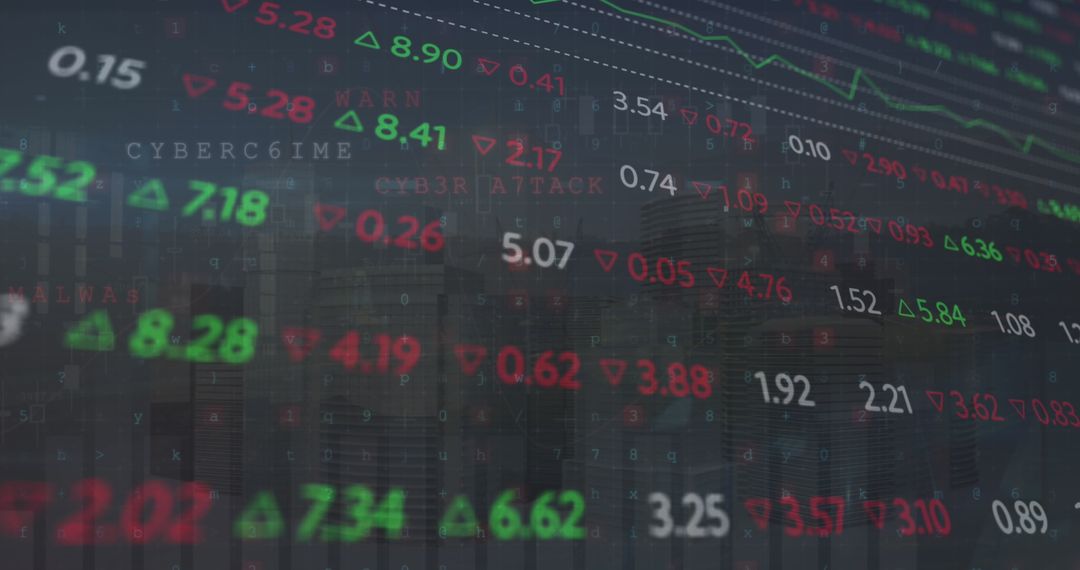 Financial Data on Futuristic Cityscape Interface