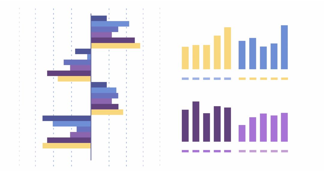 Colorful Bar Graphs Data Visualization on White Background
