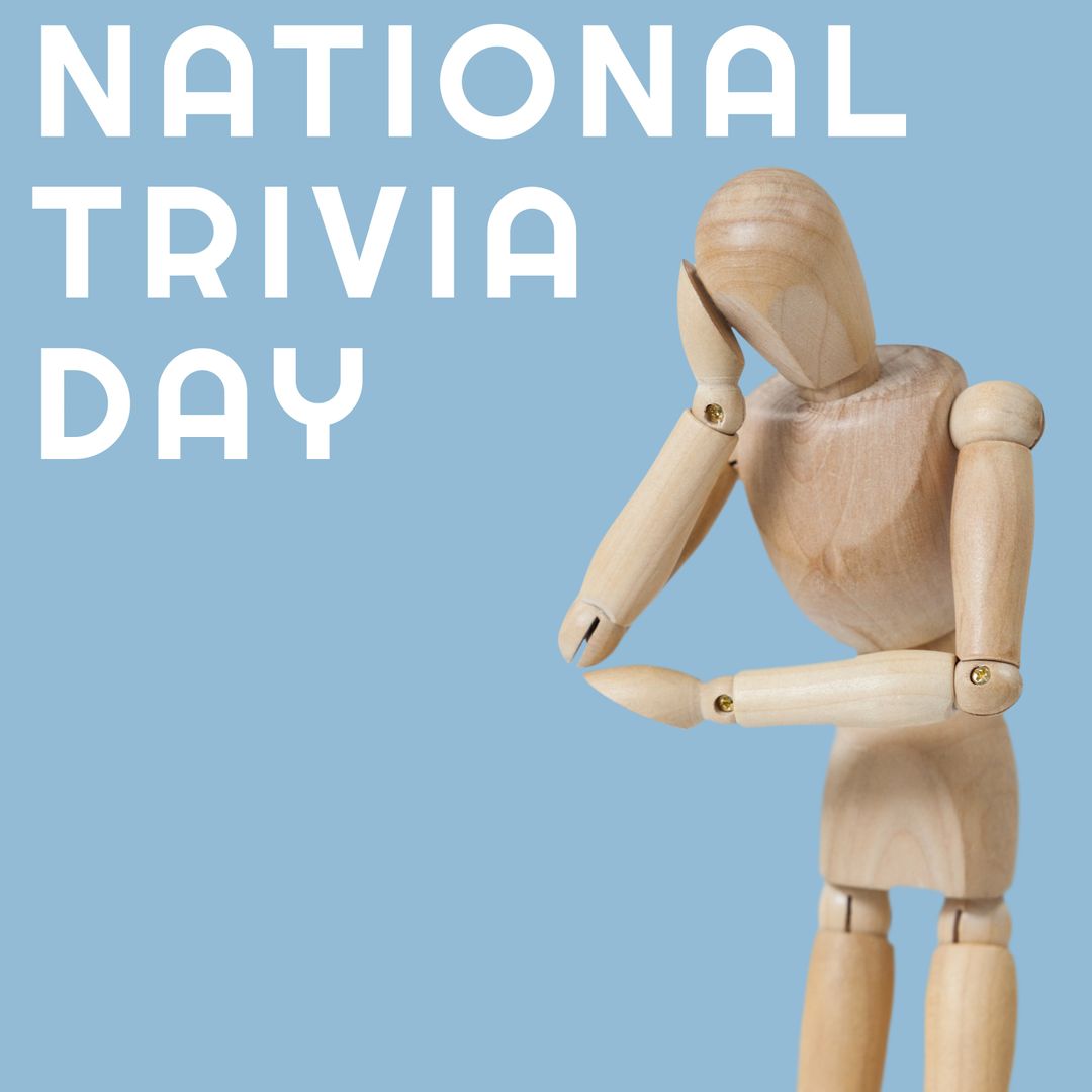 Wooden Figure in Thoughtful Pose for National Trivia Day