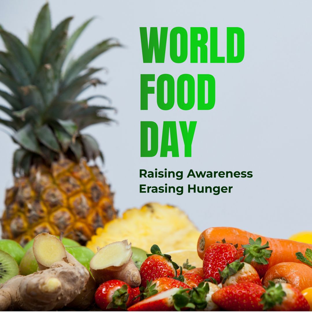 World Food Day Concept with Fruits and Vegetables for Hunger Awareness