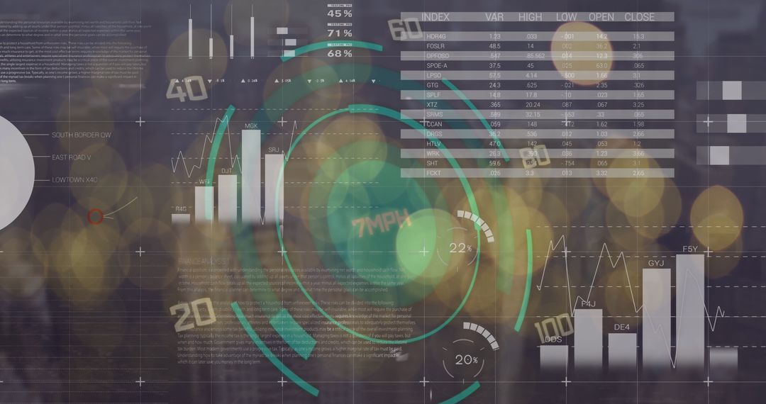 Digital Data Interface with Infographics and Lights