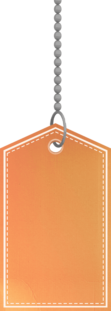Orange Transparent Tag with Blank Copy Space on Chain