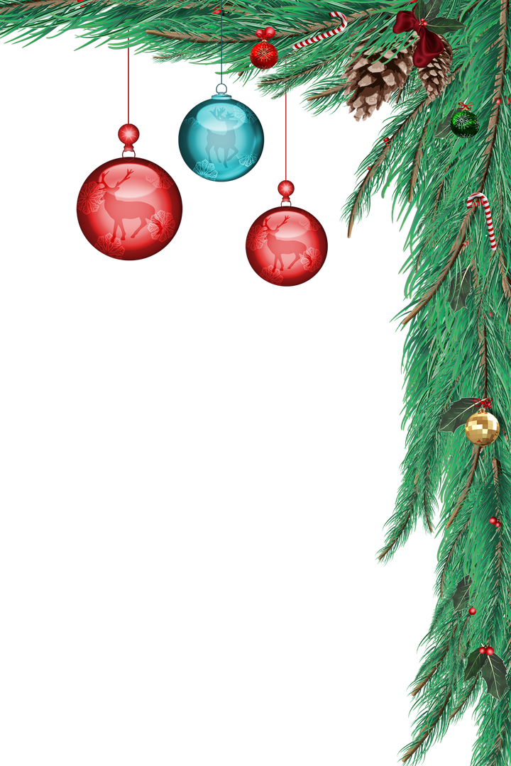 Transparent Fir Branch Frame with Hanging Christmas Decorations - Download Free Stock Images Pikwizard.com