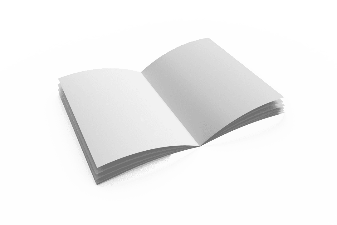 Open White Notebook on Transparent Background for Design Use