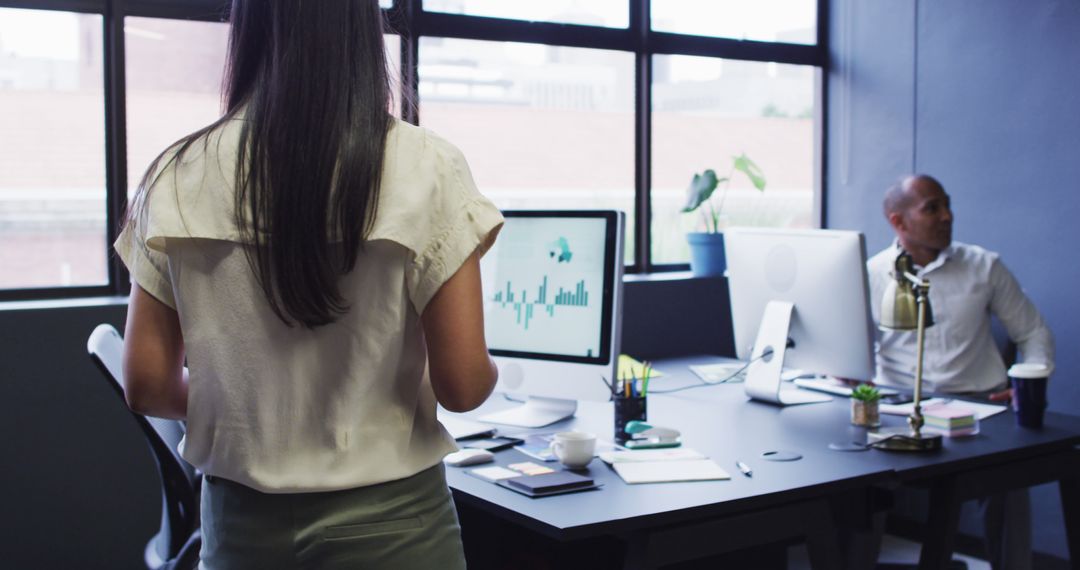 Modern Office Team Working Together During Pandemic with Digital Tech