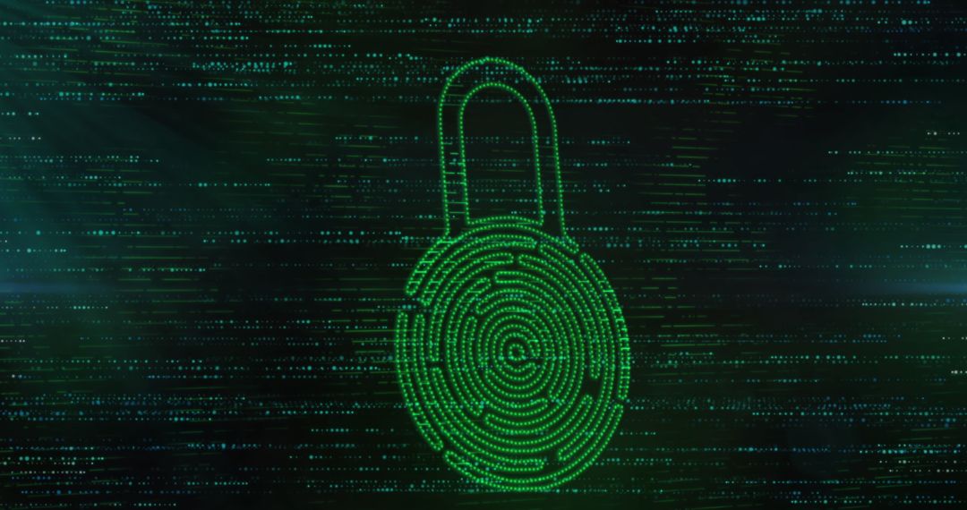 Digital Security Concept with Green Padlock Symbol