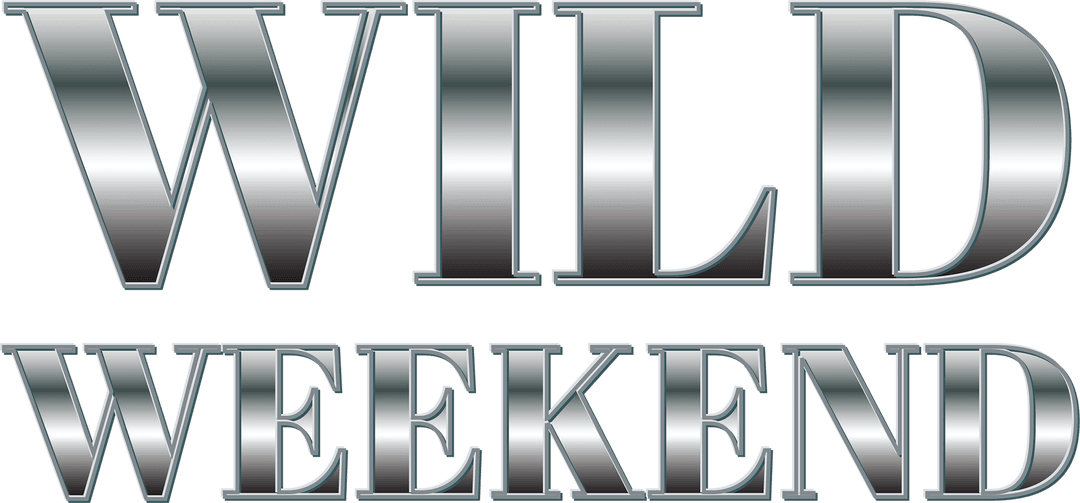 Glossy Metallic Wild Weekend Typography on Transparent Background