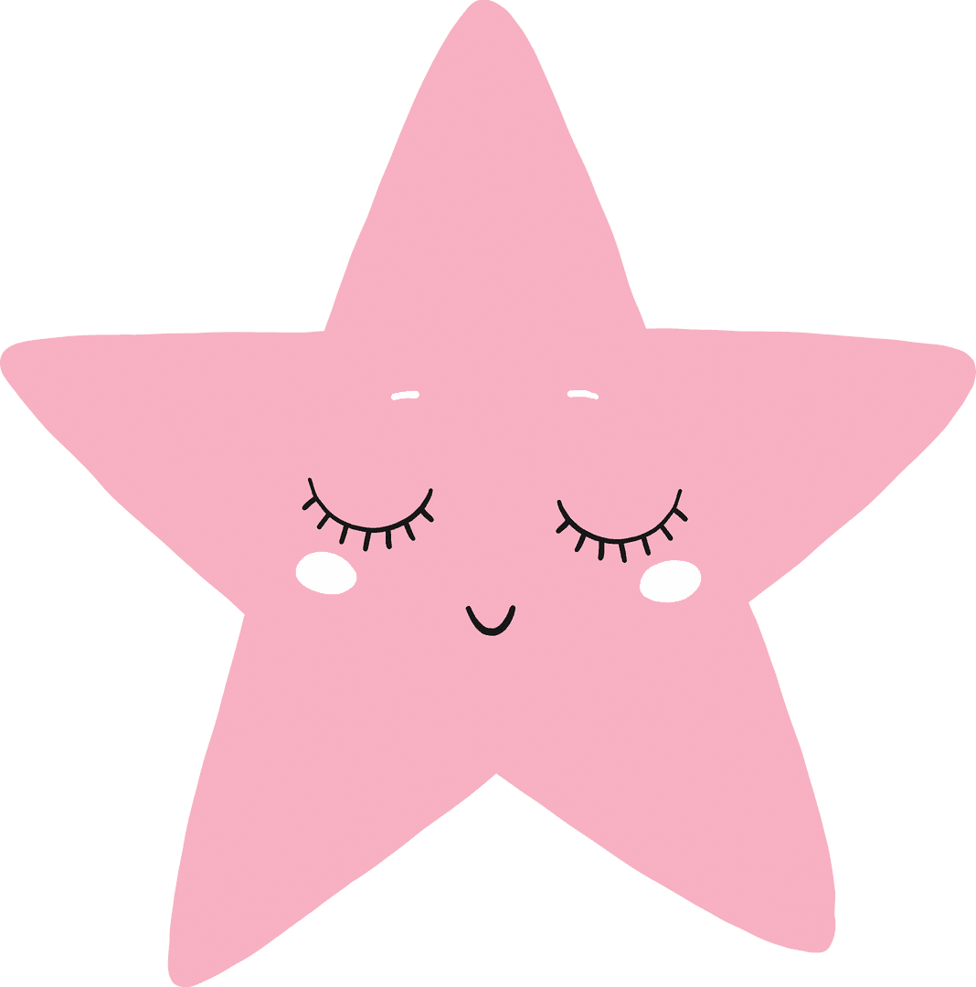 Smiling Pink Star Character with a Transparent Background