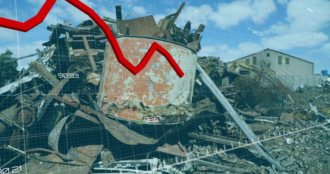 Global Financial Data Overlay on Wasteland Industrial Site
