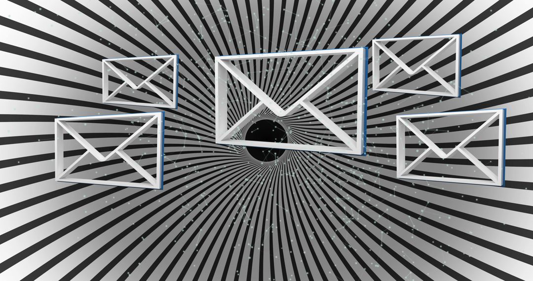 Whirlpool of Digital Mail with Envelope Icons and Lines