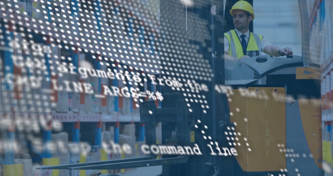 Warehouse Worker and Global Digital Interface Concept